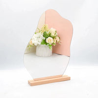 Miroir à Poser Asymétrique en Acrylique sur Socle en Bois