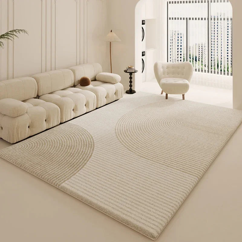 Tapis de Salon Beige Doux Style Scandinave