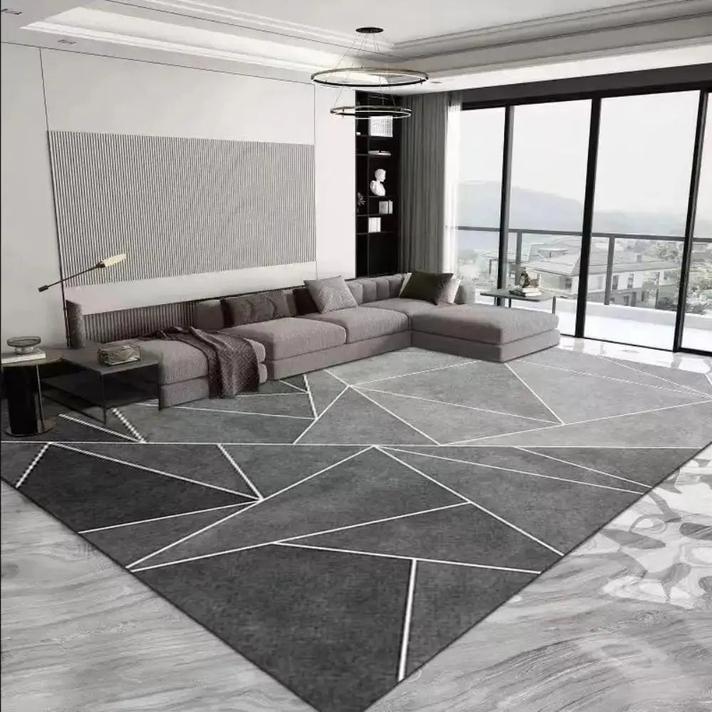 Tapis Gris Moderne Géométrique