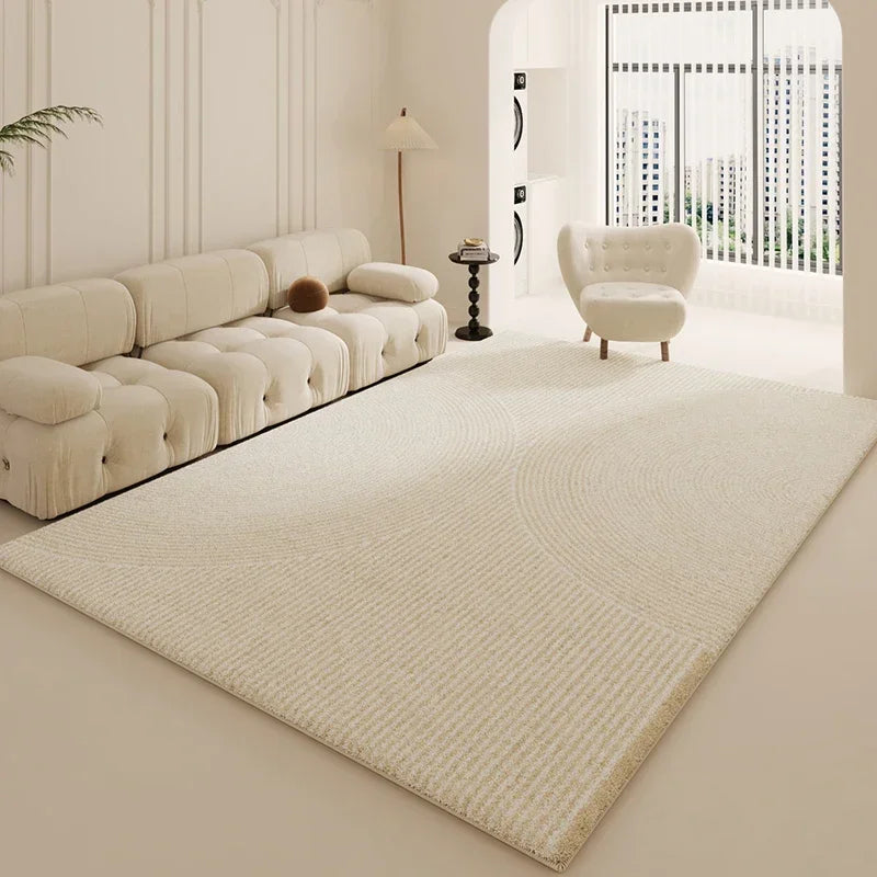 Tapis de Salon Beige Doux Style Scandinave