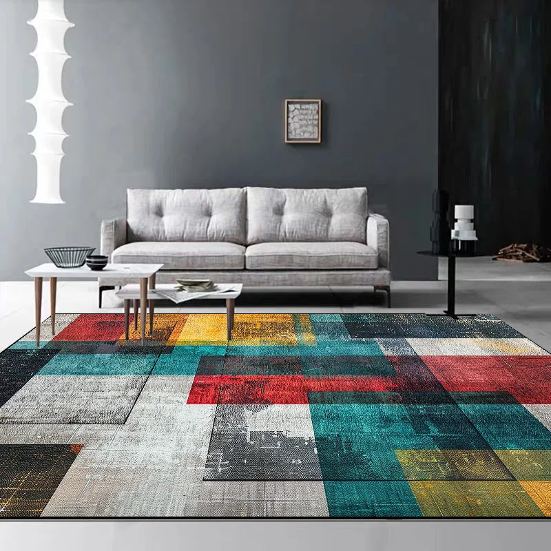 Tapis de Salon Moderne Géométrique Multicolore