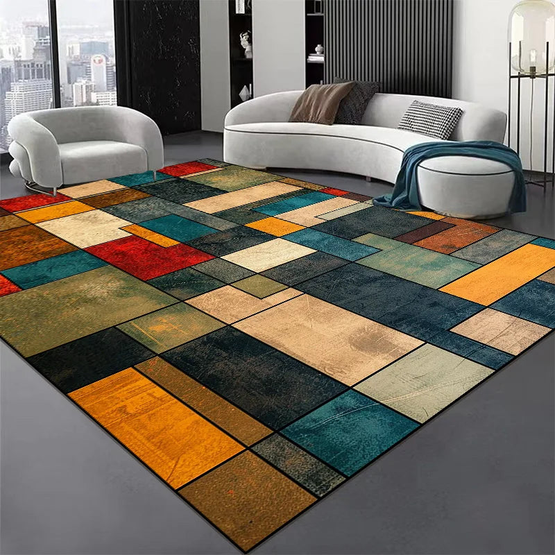 Tapis de Salon Moderne Géométrique Multicolore