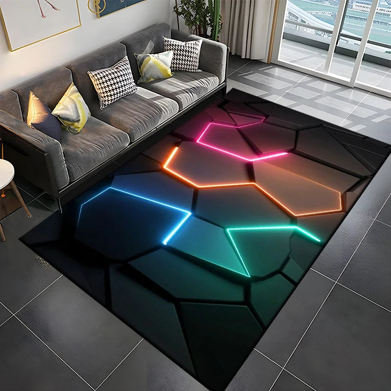 Tapis Gamer de Sol 3D Géométrique