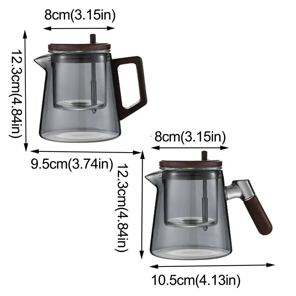 Théière en Verre Bois avec Infuseur
