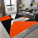 Tapis Géométrique Motif Triangles Orange Gris Noir