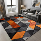 Tapis Géométrique Motif Triangles Orange Gris Noir