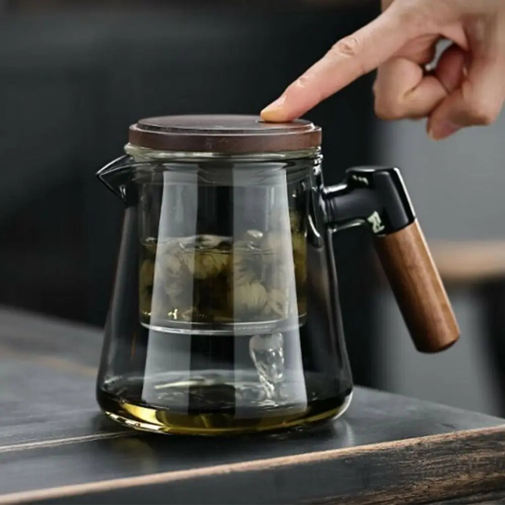 Théière en Verre Bois avec Infuseur