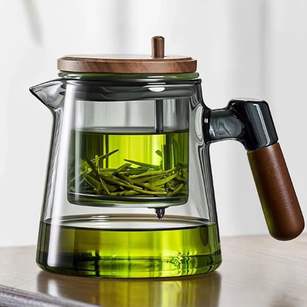 Théière en Verre Bois avec Infuseur