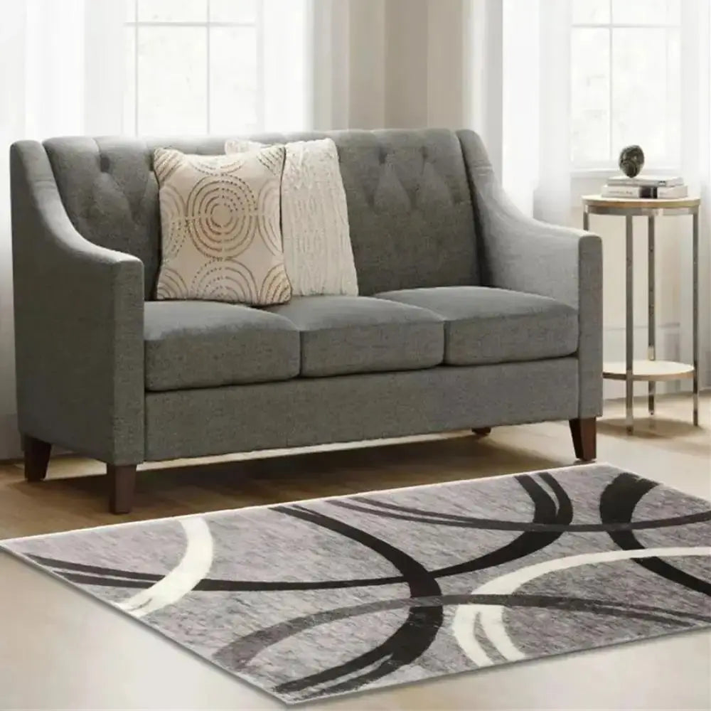 Tapis Gris Moderne Géométrique