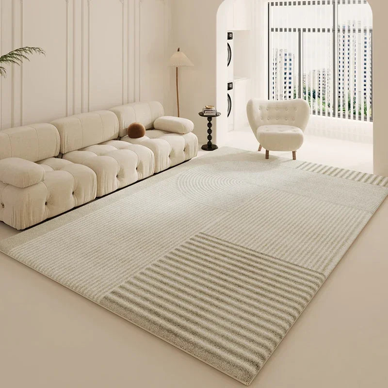 Tapis de Salon Beige Doux Style Scandinave