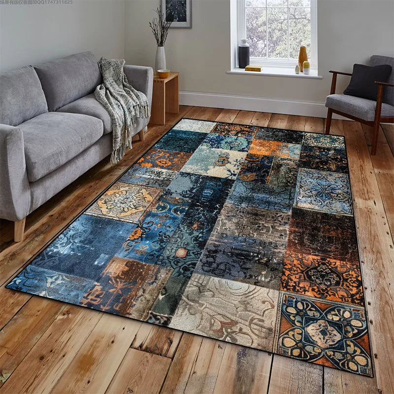 Tapis Rectangulaire Effet Vieilli Usé