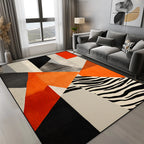 Tapis Géométrique Motif Triangles Orange Gris Noir