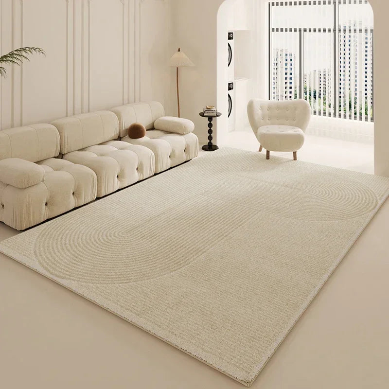 Tapis de Salon Beige Doux Style Scandinave