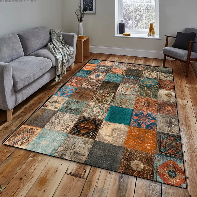 Tapis Rectangulaire Effet Vieilli Usé