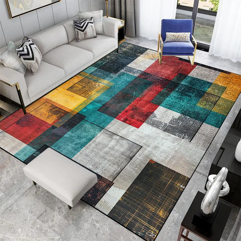 Tapis de Salon Moderne Géométrique Multicolore