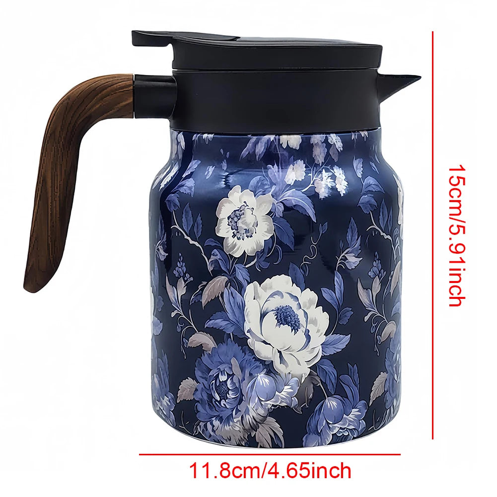 Pichet Isotherme Acier Inoxydable Double Paroi Design Floral