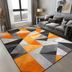 Tapis Géométrique Motif Triangles Orange Gris Noir