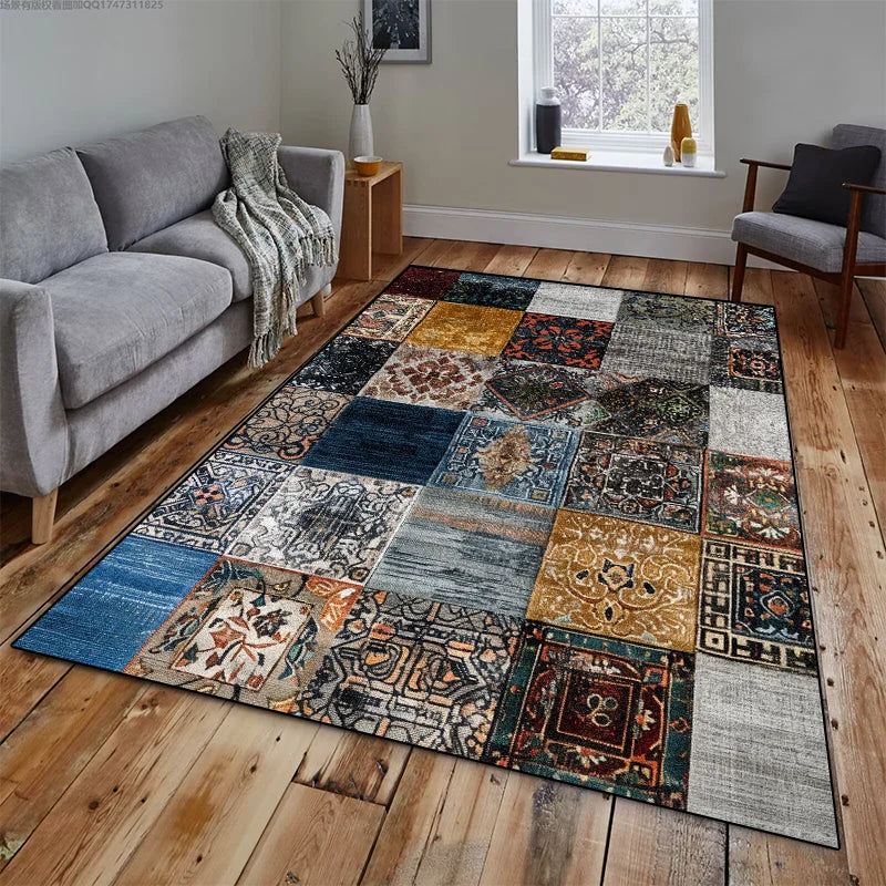 Tapis Rectangulaire Effet Vieilli Usé