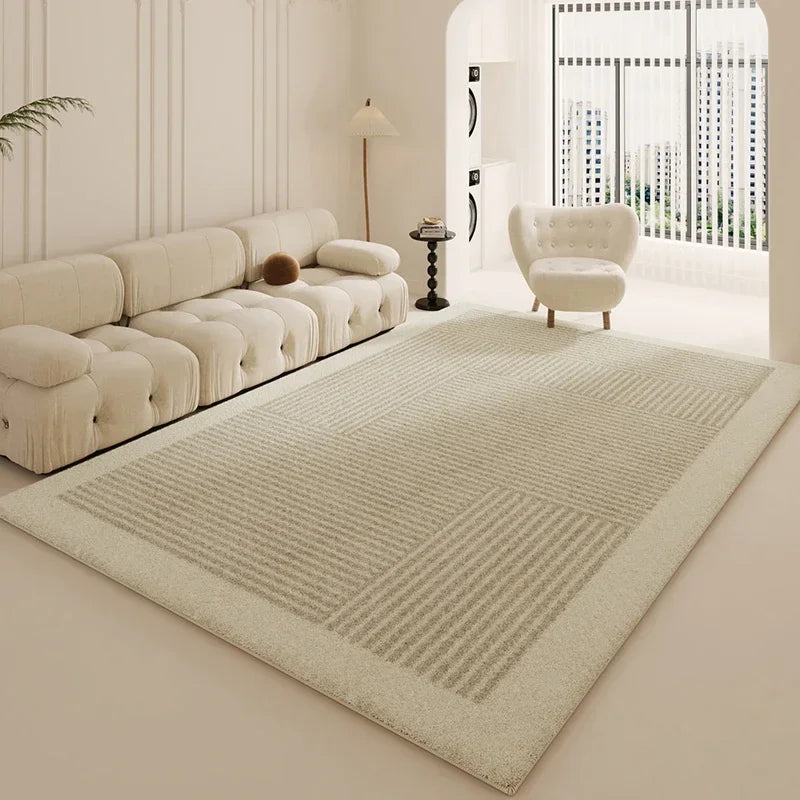 Tapis de Salon Beige Doux Style Scandinave