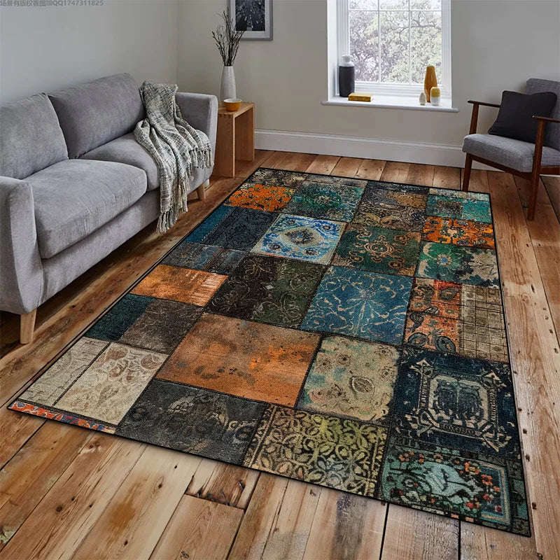 Tapis Rectangulaire Effet Vieilli Usé