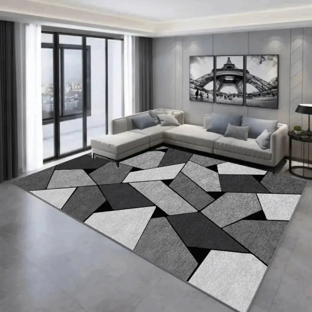 Tapis Gris Moderne Géométrique