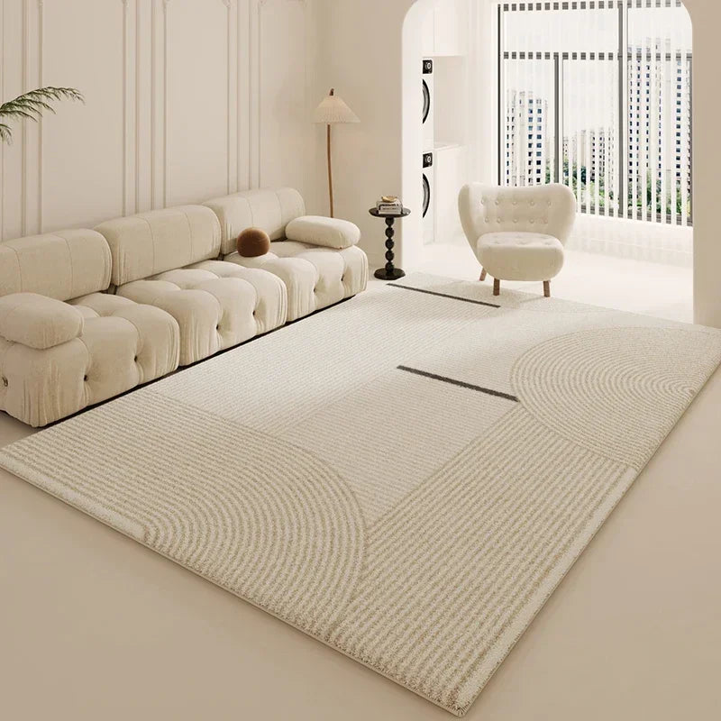 Tapis de Salon Beige Doux Style Scandinave