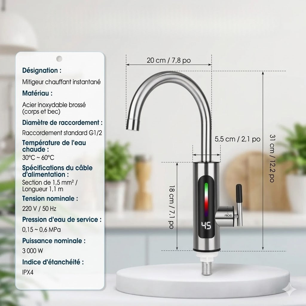 Robinet qui Chauffe l'Eau Col de Cygne