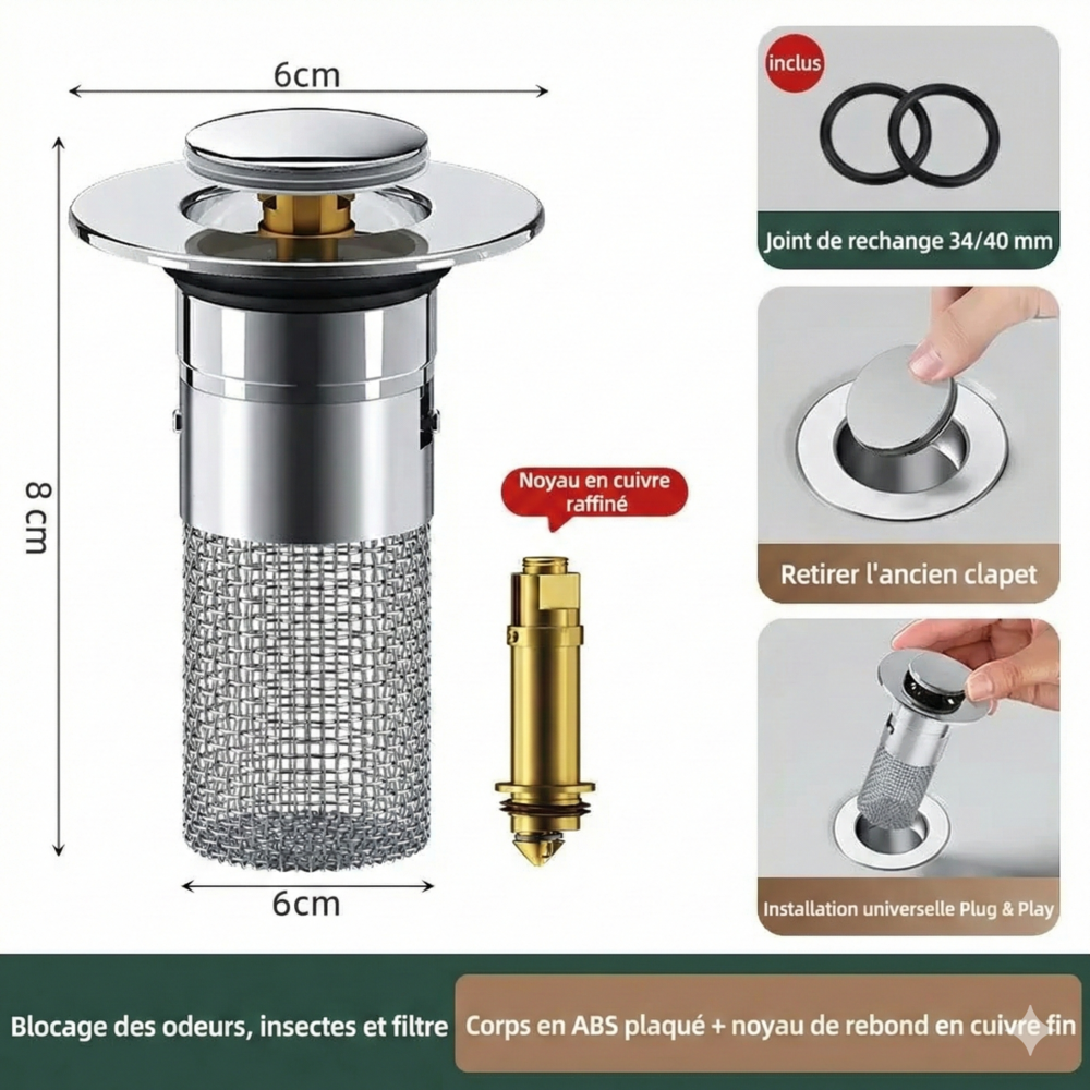 Bonde de Lavabo Clic Clac Universel