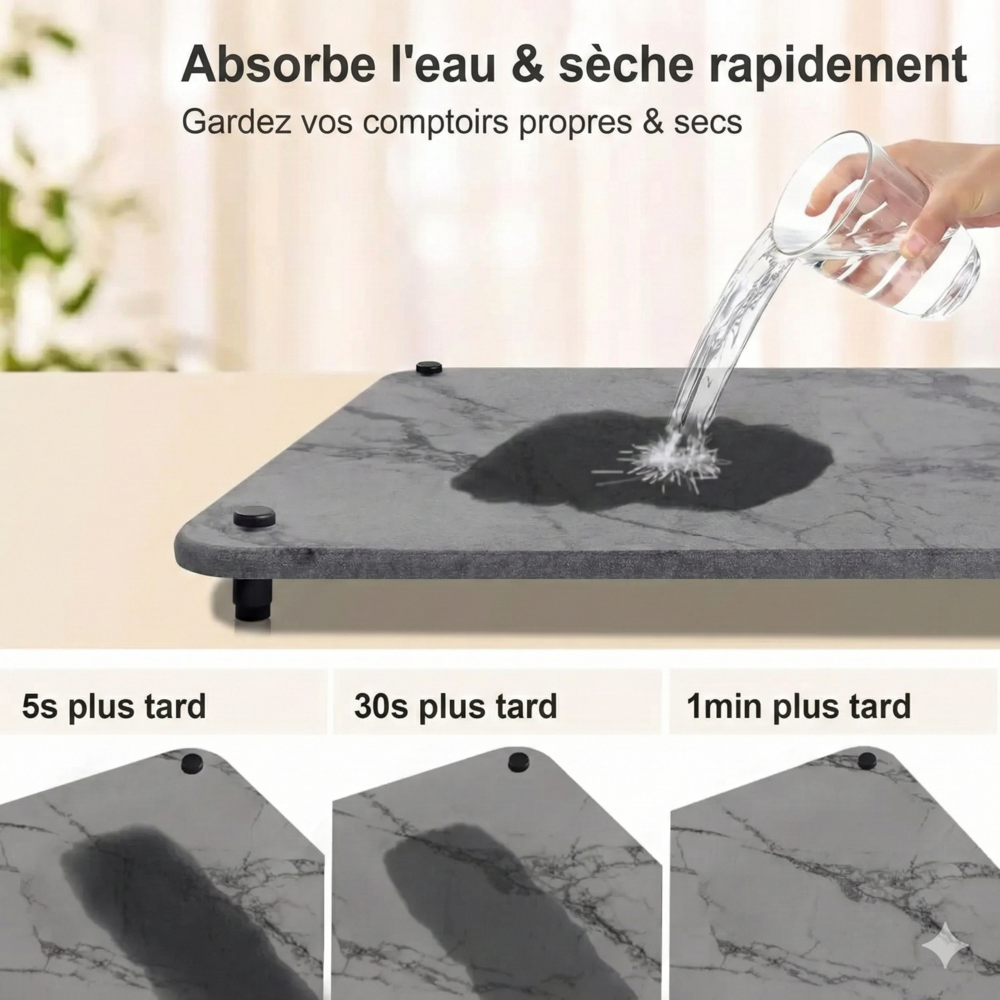 Tapis de Séchage Vaisselle en Pierre Terre de Diatomée