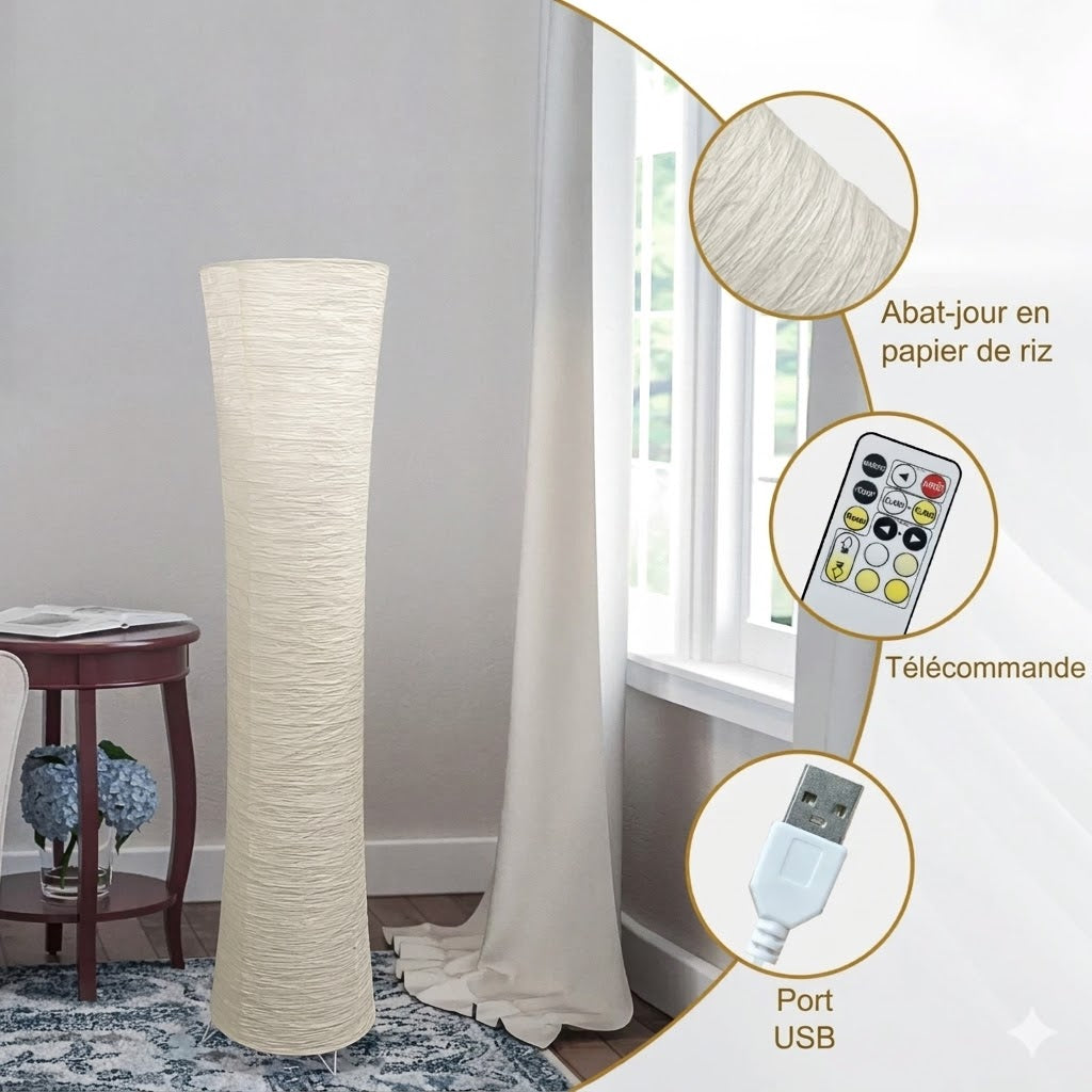 Lampadaire en Papier Riz Froissé