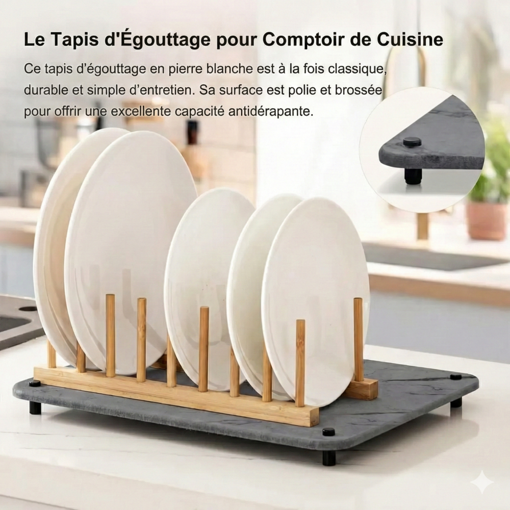 Tapis de Séchage Vaisselle en Pierre Terre de Diatomée